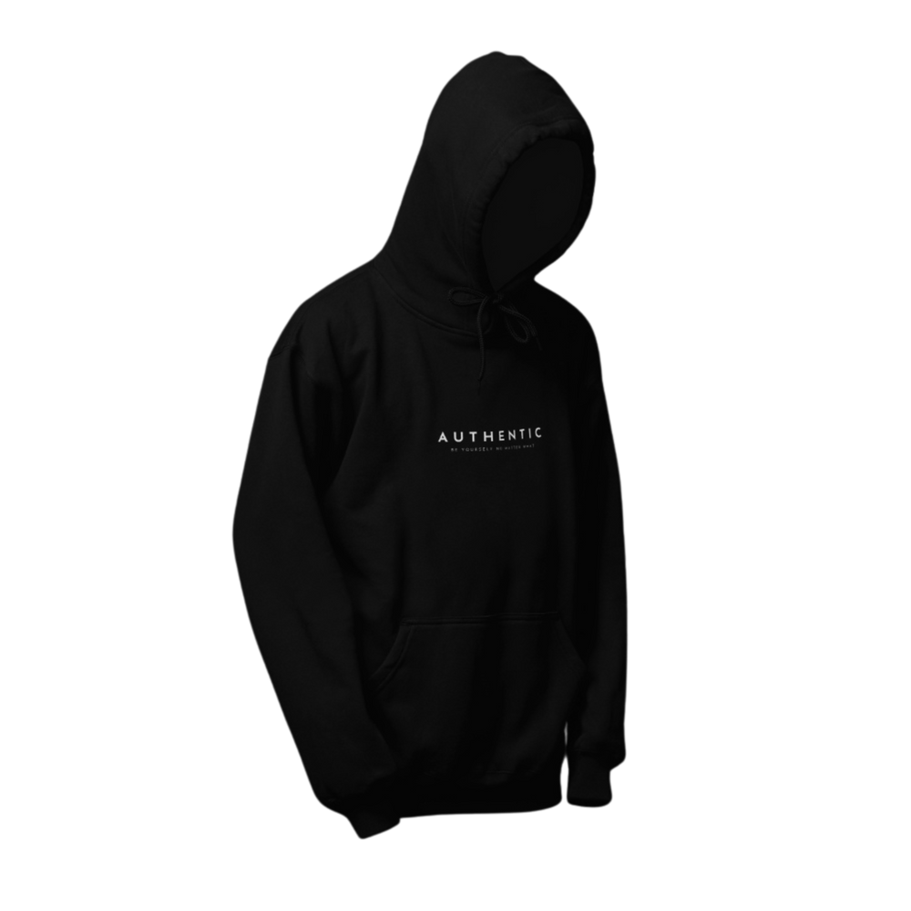 Hoodie | Authentic. Be yourself no matter what - Zwart